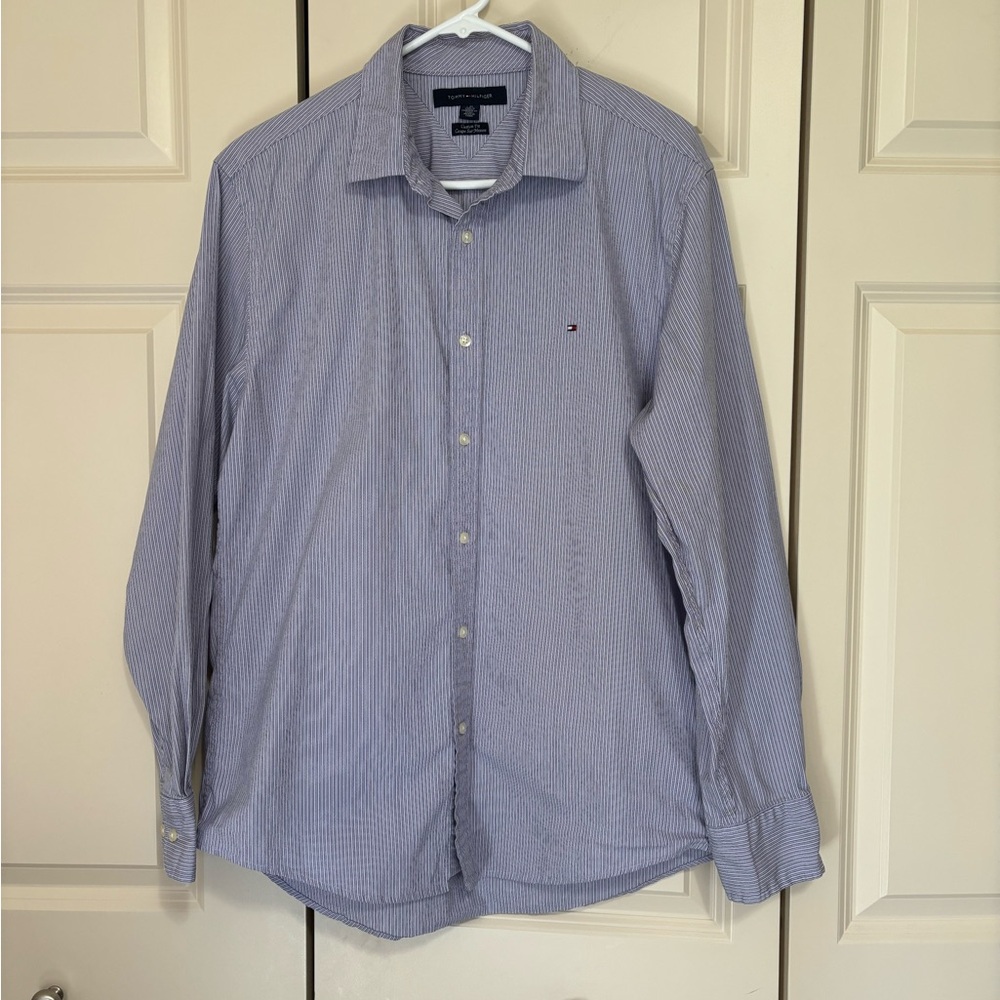 Tommy Hilfiger Men's Blue Pinstripe Shirt